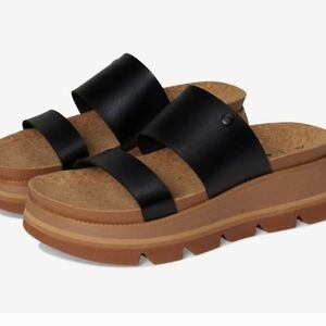 Reef Black and Tan Platform Sandals
